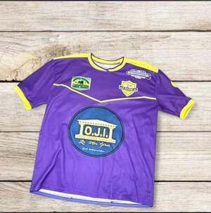 C.D. Racing Jr. Custom Soccer Jersey Purple Yellow With Sponsor Logos